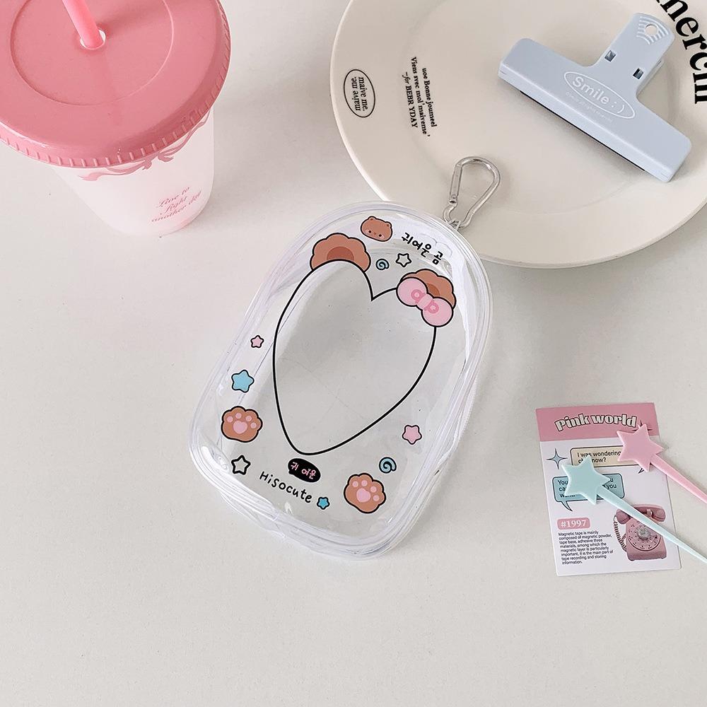 2Pcs With Keychain Doll Storage Bag Cartoon Pattern Doll Transparent Case  Outdoor