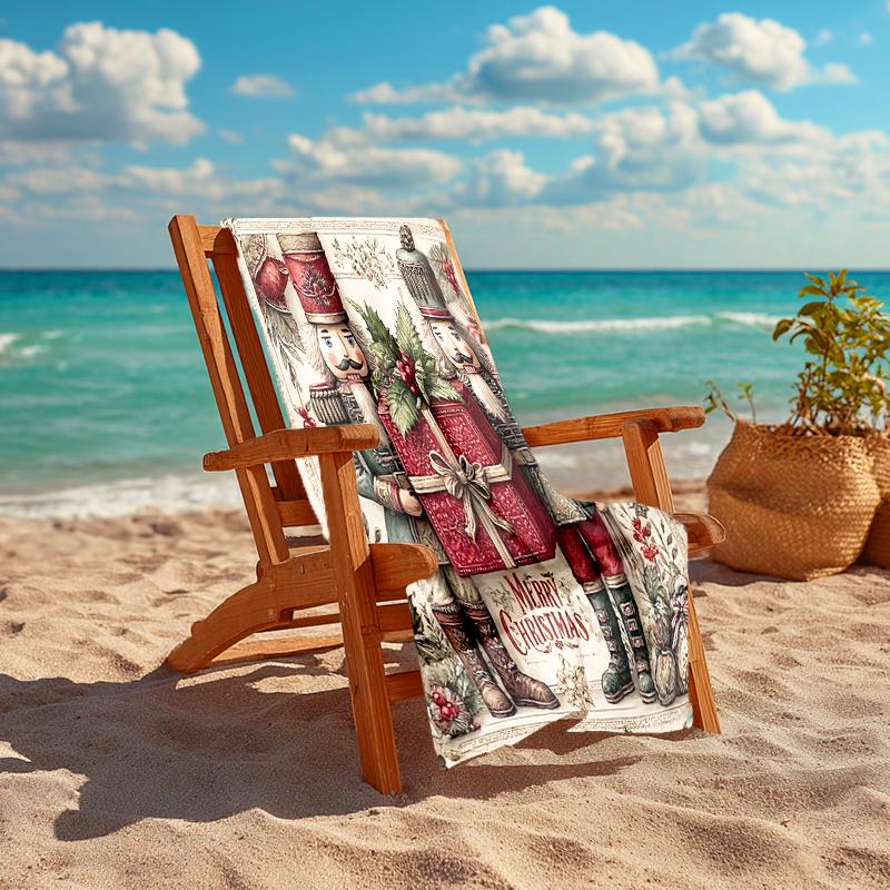1Pc Christmas Nutcracker Tradition Beach Towel Quick Dry Multiuse For Beach Pool Gym Yoga Home Travel Christmas Halloween Xmas Gift S156