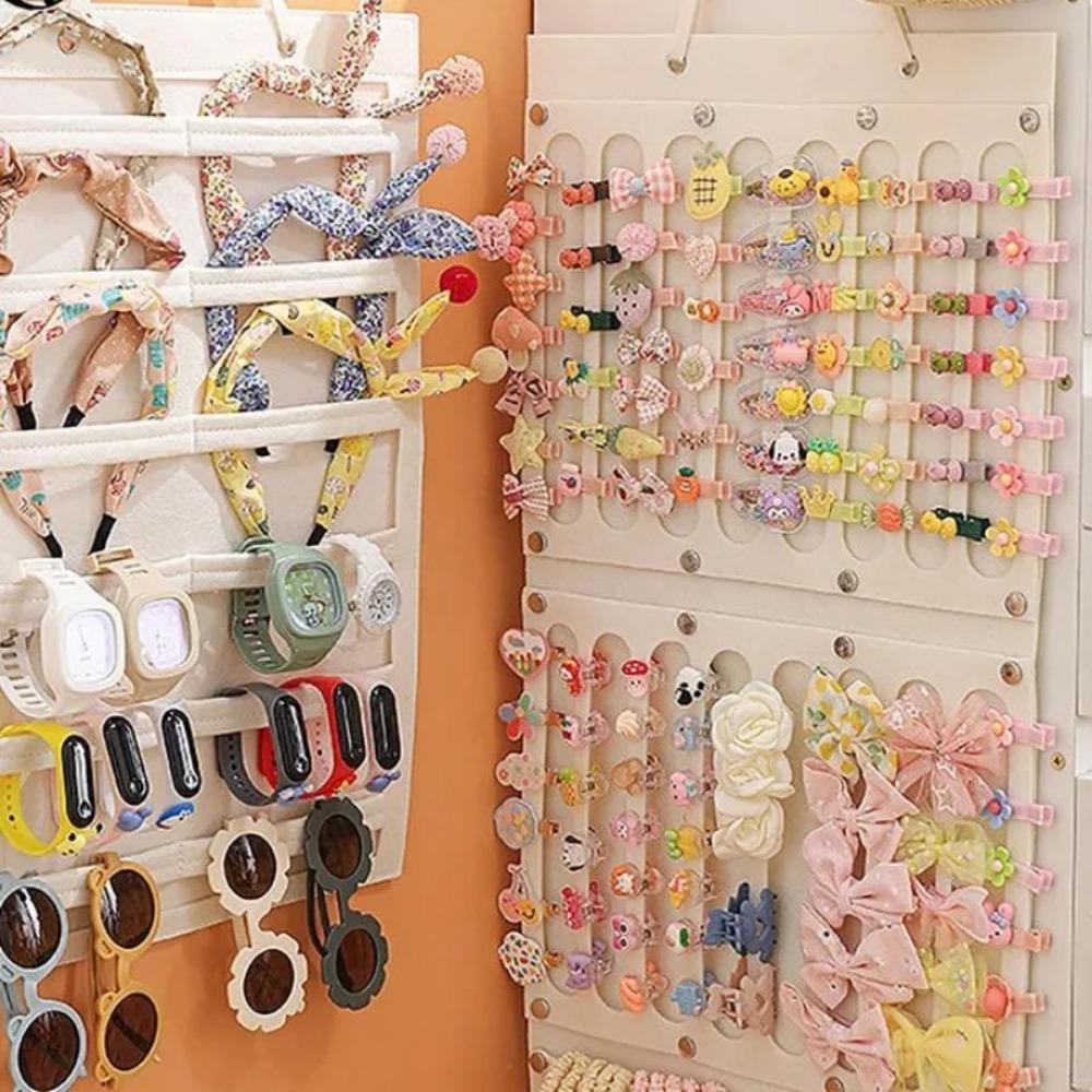 Настенный органайзер для бантов для волос, экономящий место, аксессуар для очков, вешалка для хранения заколок для волос, комната для девочки