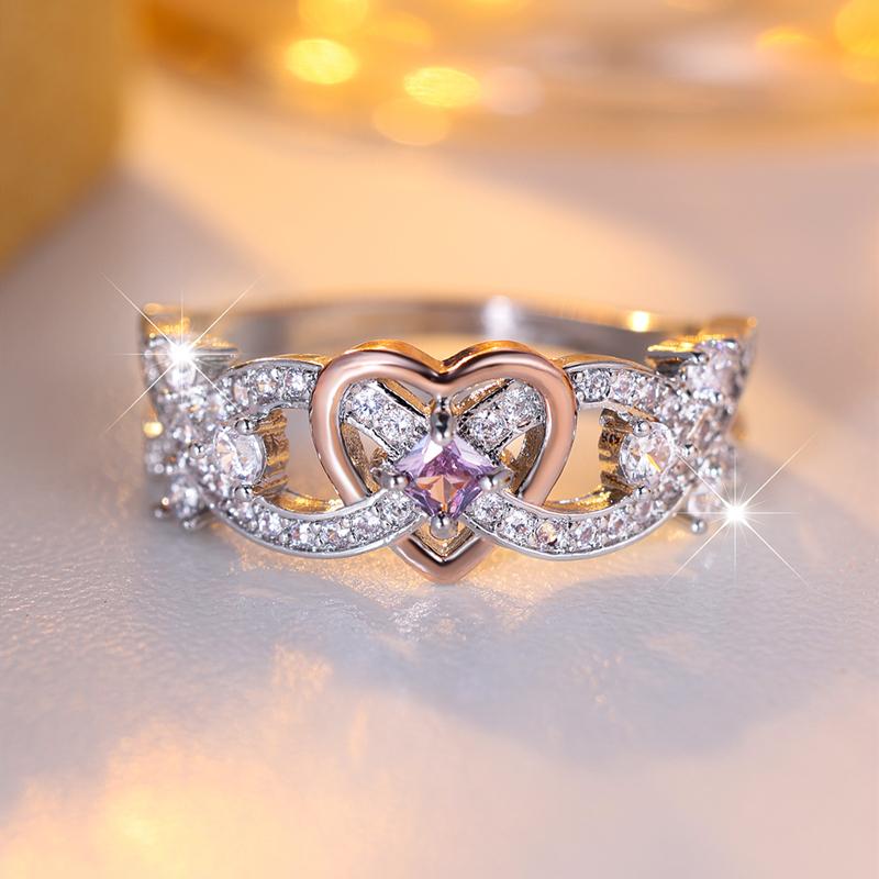 Романтическая любовь в форме сердца, обручальные кольца для женщин, блестящие белые свадебные кольца с фианитом, ювелирные изделия, подарок