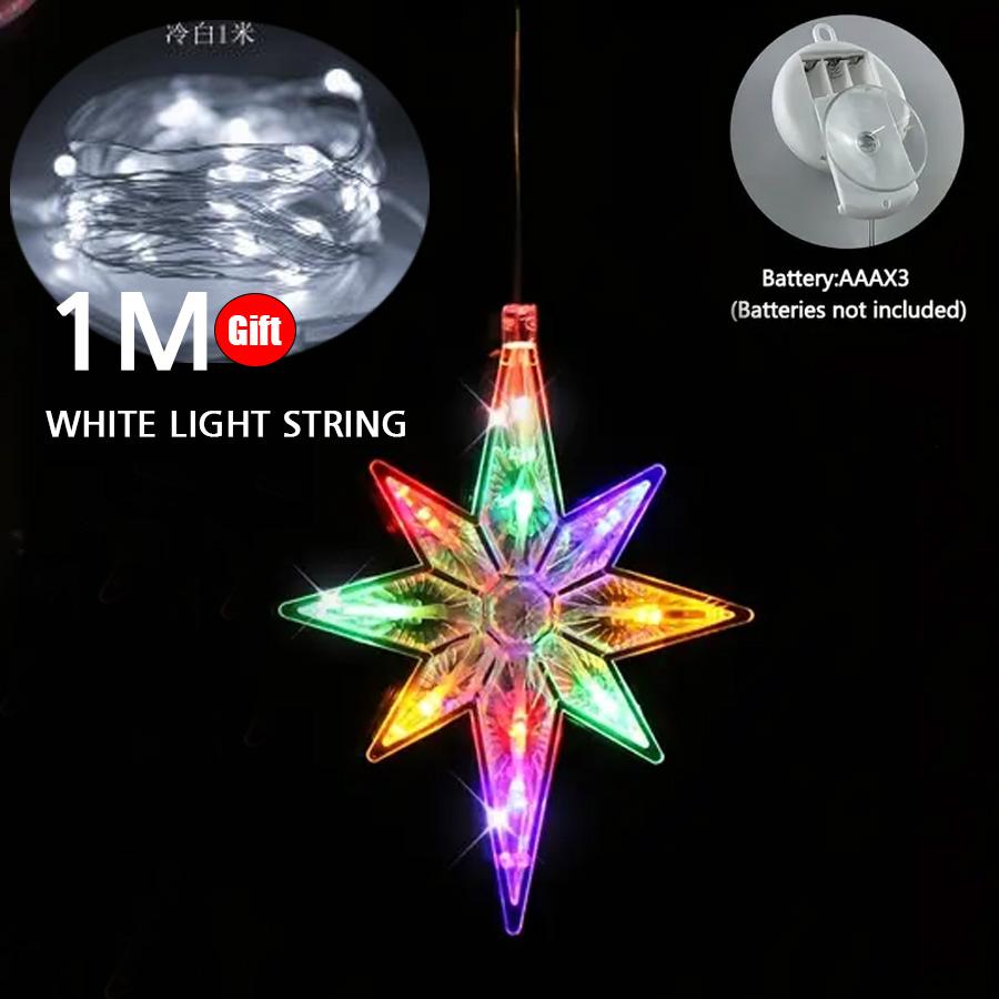 Polaris Sucker String Lights Window Decor - Battery Operated Curtain Lights, for Christmas/New Year/Wedding/Home Bedroom Decor