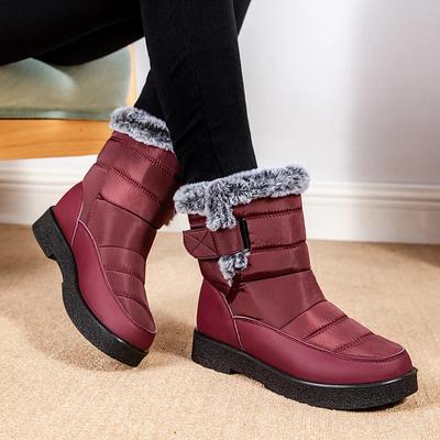 Модные женские водонепроницаемые ботинки на толстом плюшевом утеплителе, зимние, большого размера 44, теплые, для снега, повседневные, пушистые, на липучке, нескользящие ботильоны