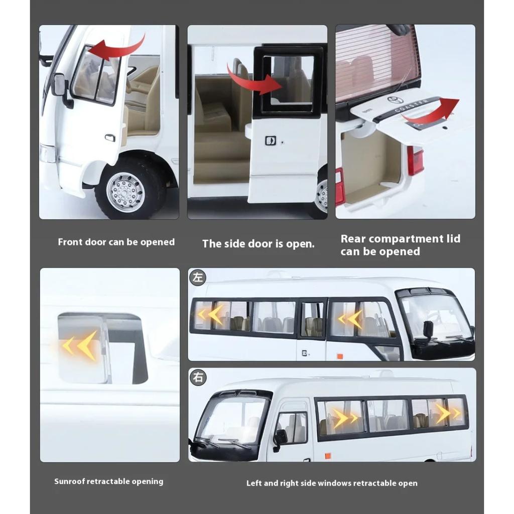 1/24 Toyota Coaster Средний Бизнес Автобус Литой Сплав Модель Машины Моделирование Бутик Книжный Шкаф Украшения Модный Орнамент Подарок Мальчик