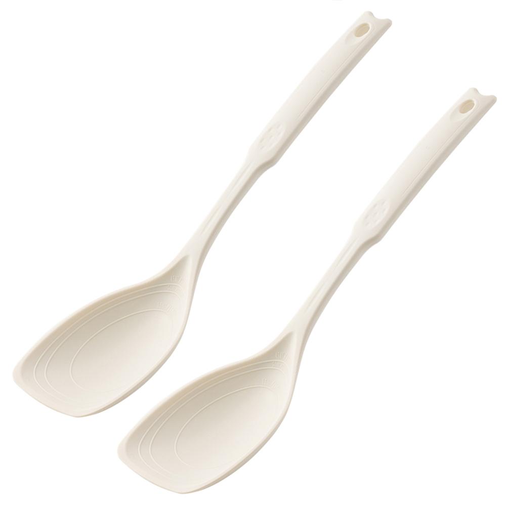 2Pcs Silicone Spoon Multi-use Hold Comfortable Non-slip Round Handle Cooking Utensils Mixing Spoon Silicone Tableware Scoop