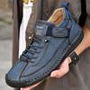 2024 Hand-stitched Leather Men Outdoor Light and Non-slip Walking Hiking Shoes Men Big Size 47 48 Slip-On Driving Loafers