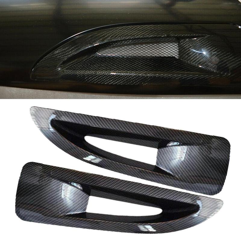 1 Pair ABS Black Carbon Fiber Style Hood Side Vent Cover Trim Fit for Jeep Wrangler JK 2017-2013 2012 2011 2010 2009 2008 2007