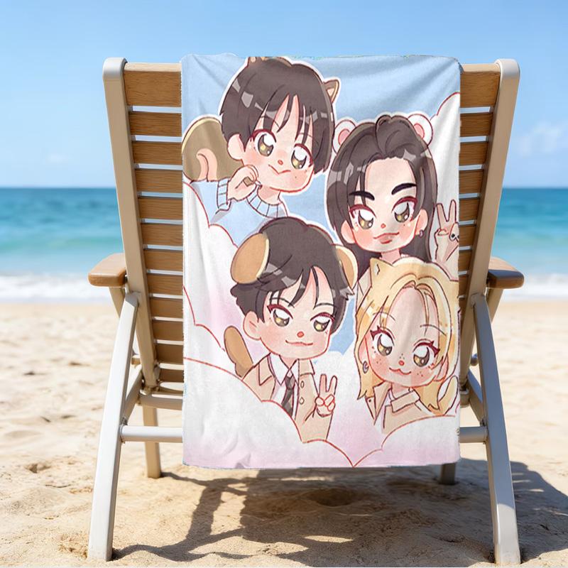 1pc Kpop Team6 Beach Towel, Beach and Seaside Swimming Pool Equipment, Fashion Pattern, Rectangular, Travel Essentials
