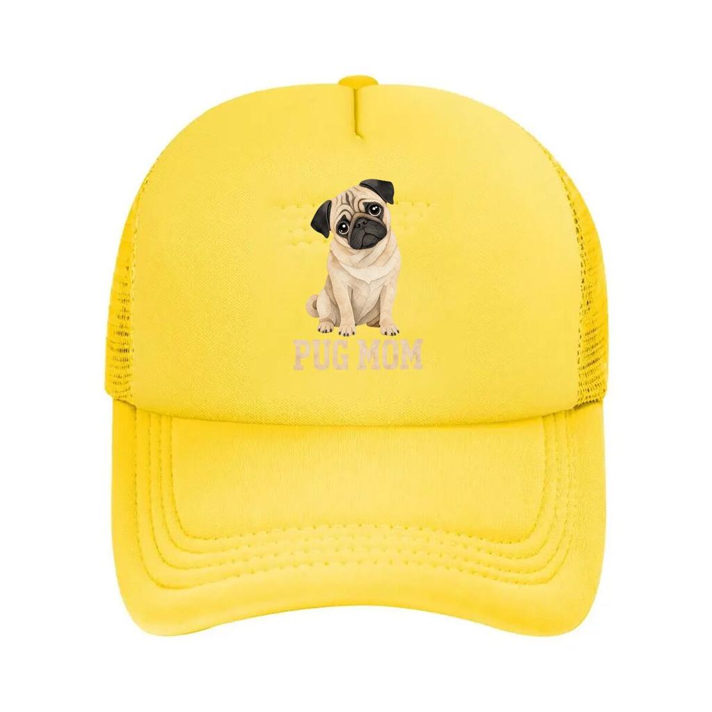 Cute Pug Mom Portrait Typography Mesh Baseball Cap For Womens Unisex FeUnisex Beach Dad Hat Hip Hop