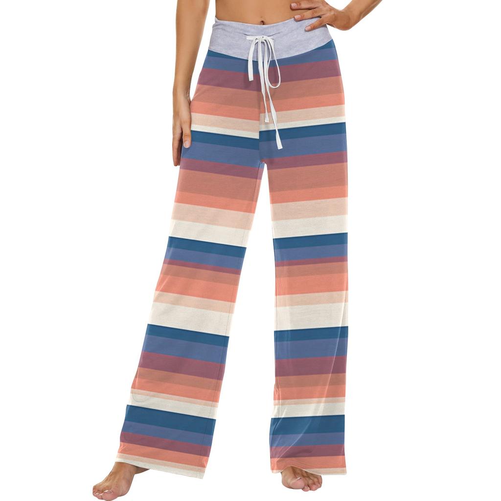 Женские модные повседневные удобные пижамные брюки с принтом и широкими штанинами на шнурке