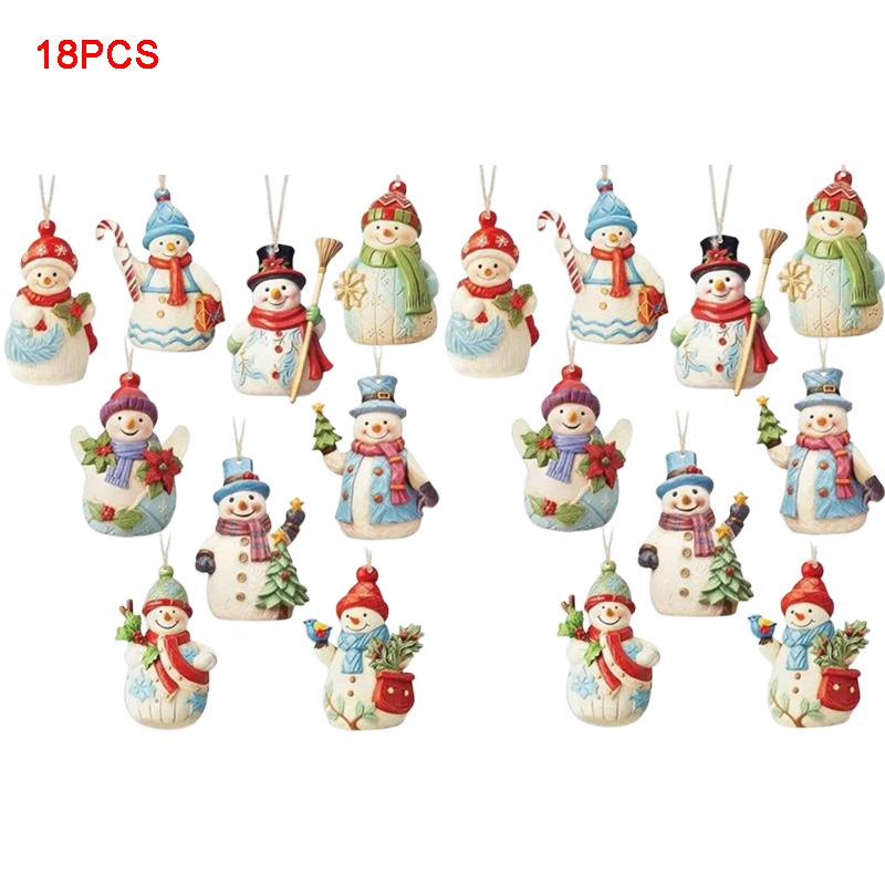 9/18 шт. Подвеска в виде снеговика на рождественскую елку из дерева, украшение на рождественскую елку, сувениры для вечеринки, домашний декор