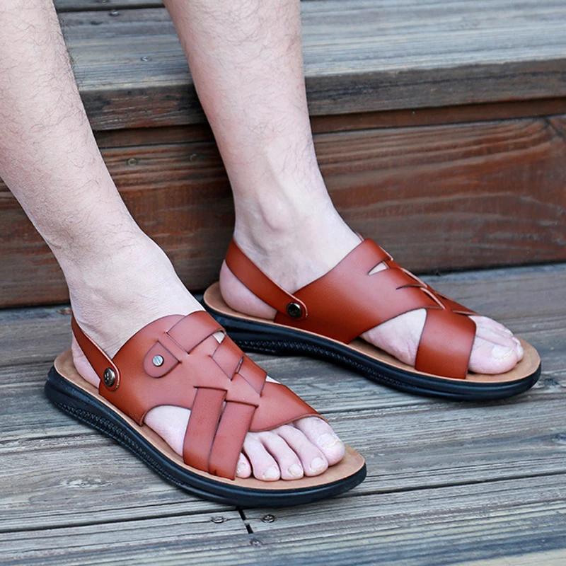 Fashion Dual-Purpose Male Slippers New Trend Men's Sandals Durable Handmade Stitching Half Drag Non Slip Outdoor Beach Flats Soft Slides