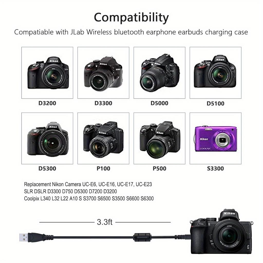 USB 2.0 Data Cable UC-E17 E16 E6 E23 Camera Photo Video Transfer Charging Replace MINI 8-pin for Panasonic SONY Nikon Coolpix