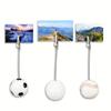 Resin Sports Ball Photo Holder Metal Crocodile Base Office Desk Decor Cute Home Ornament 2 Pcs Set