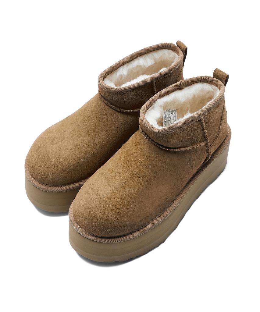 Ugg [Women] Suede Leather Mini Platform Boots (Classic Ultra Mini Platform) - Chestnut / 1135092Che