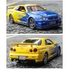 Модель легкосплавного автомобиля Nissan GTR-R34 в масштабе 1/32, светящиеся колеса и звуки двигателя, детская коллекционная гоночная игрушка, развлечение для фанатов гонок