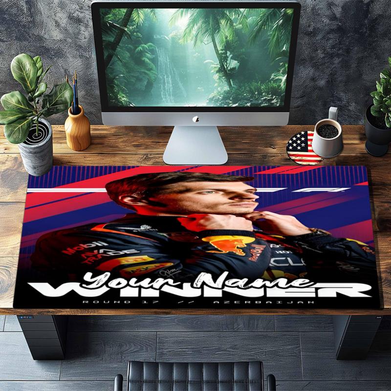 Custom Name Max Verstappen Theme Mouse Pad, Non Slip Rubber Base, Multifunctional Office & Home Decor, Perfect for Workspace Personalization.