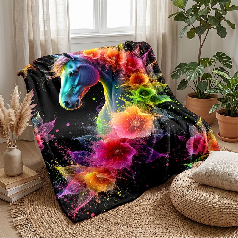 Oceanic Horse Majesty Theme blanket Lightweight Warm Flannel Blanket Decorative Throw Blanket for Home Decoration