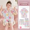 Girls Cotton Pajama Set 3pcs Short Sleeve Cartoon Print Sleepwear Kids 8 Years