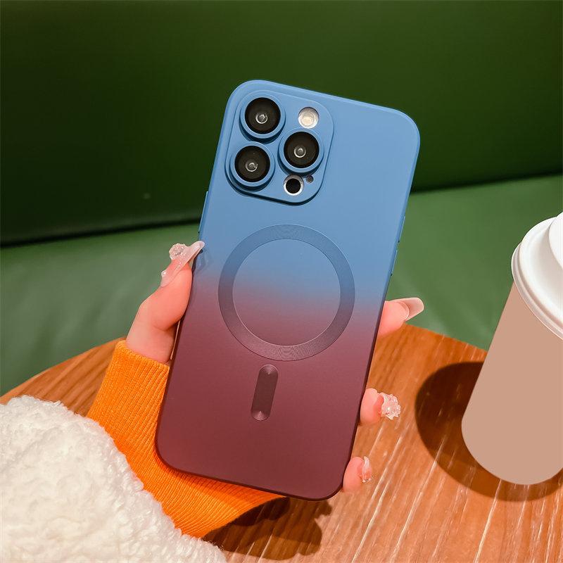 Градиентный матовый жидкий силиконовый чехол с беспроводной зарядкой для Iphone 14 13 12 11 Pro Max 14 Plus, мягкий магнитный силиконовый чехол-бампер