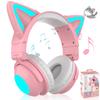 GHDVOP Bluetooth Cat Ear Cute Gaming Headset with Retractable and Foldable 7 Freely Adjustable LED Sparkling USB Noise Suitable for Kids and