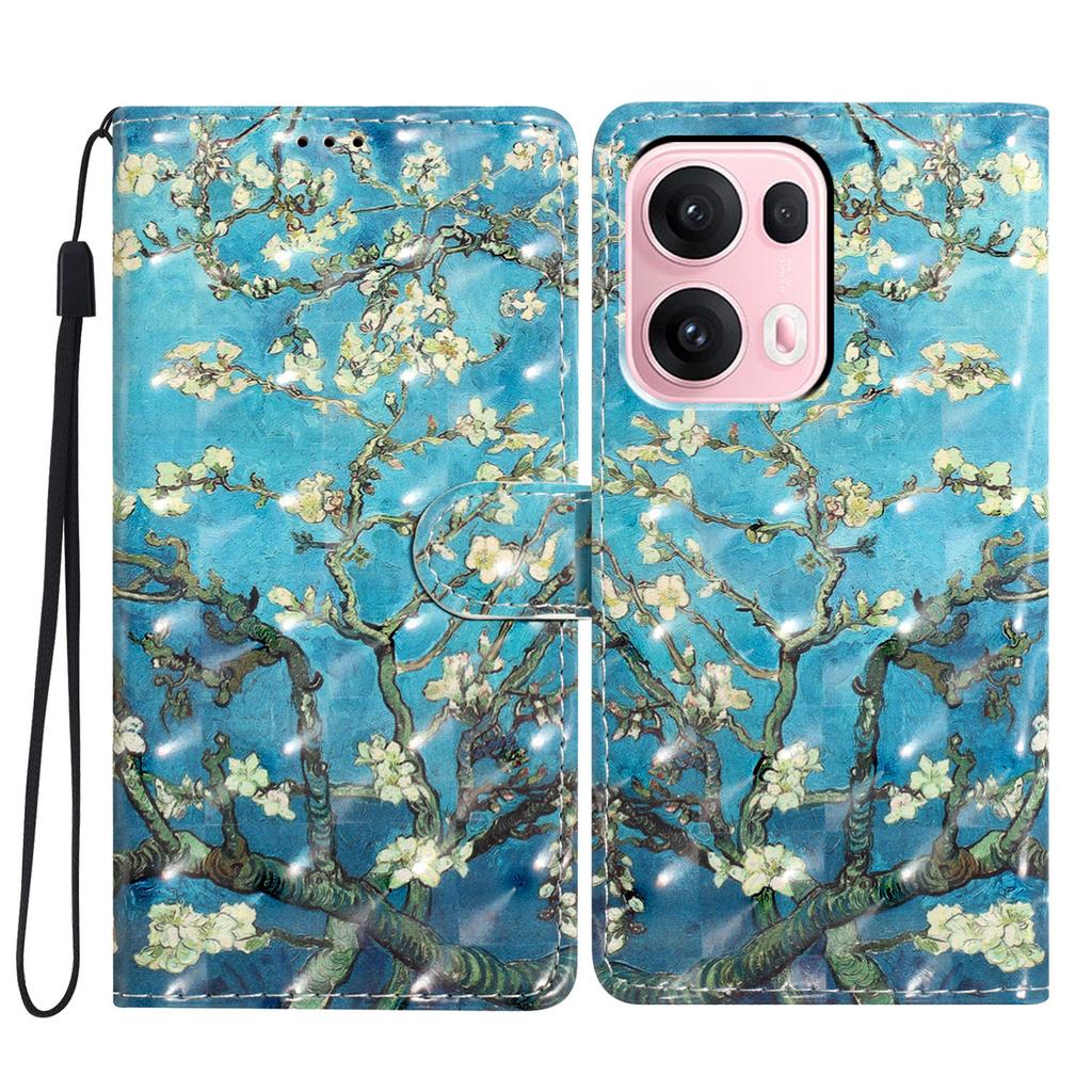 3D Pattern PU Leather Phone Wallet Case for Oppo A58 A38 A18 A57 A94 A17 A76 A36 A96 Reno8 Find X5 Reno7 A74 A54 A93 A78 Realme C61 C63 Realme 14 Pro