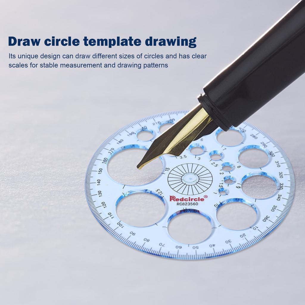 Геометрический шаблон. Пластиковая измерительная линейка. Круги. Рисунок формы. Трафареты.