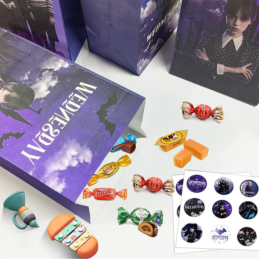 24 шт. подарочных пакета для вечеринки в среду с 36 наклейками для украшения на день рождения