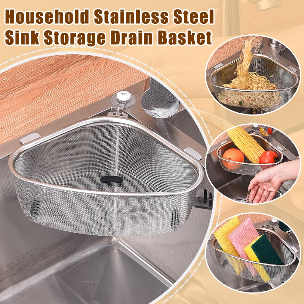 Сливная корзина для кухонной раковины, стальной треугольник, фильтр для еды и овощей, слив для яиц, кухня Y6A4