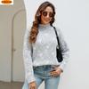 Women's Casual Heart Print Sweater with Half Turtleneck and Loose Long Sleeves for Autumn Winter