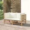 VidaXL Garden Corner Sofas with Cream White Cushions 2pcs Bamboo 3155182