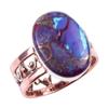 Natural Purple Turquoise Gemstone 925 Sterling Silver Two Tone Ring Size 10 P4Q66