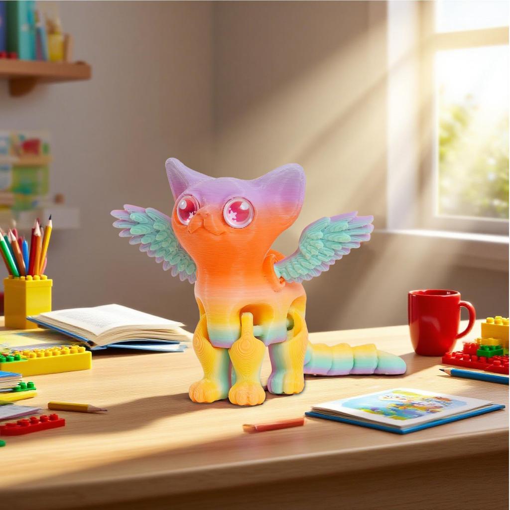 3D-печатная многосуставная фигурка, подвижный ангел, демоны, кошка, фигурка животного для украшения стола и дома