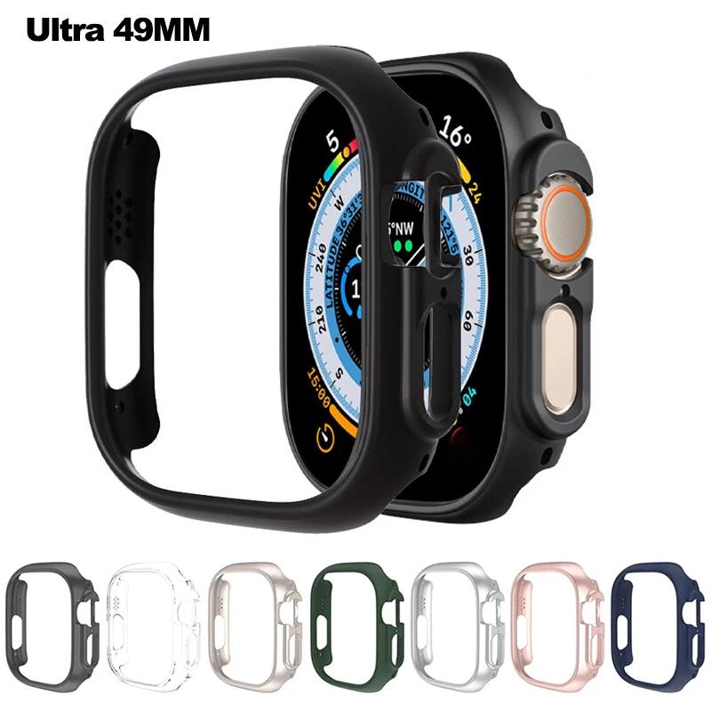 Матовый защитный чехол для Apple Watch Ultra 2 Прозрачный бампер из поликарбоната Жесткий защитный чехол-рамка из поликарбоната для iwatch Ultra 49 мм