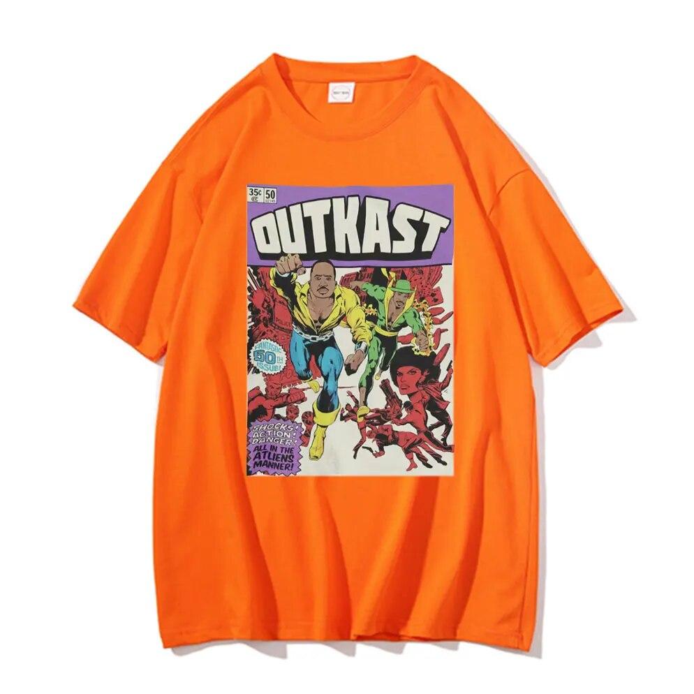 Футболка с графическим принтом в стиле комиксов Outkast, женская винтажная футболка унисекс, хлопковая футболка большого размера, футболки унисекс в стиле хип-хоп