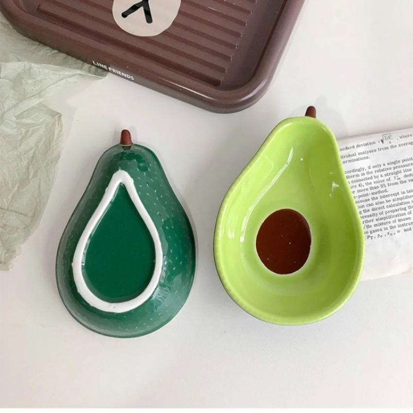 1 Pcs Cute Avocado Ceramic Plate Tableware Dessert Plate Snack Salad Bowl Photo Props Serving Restaurant Supplies