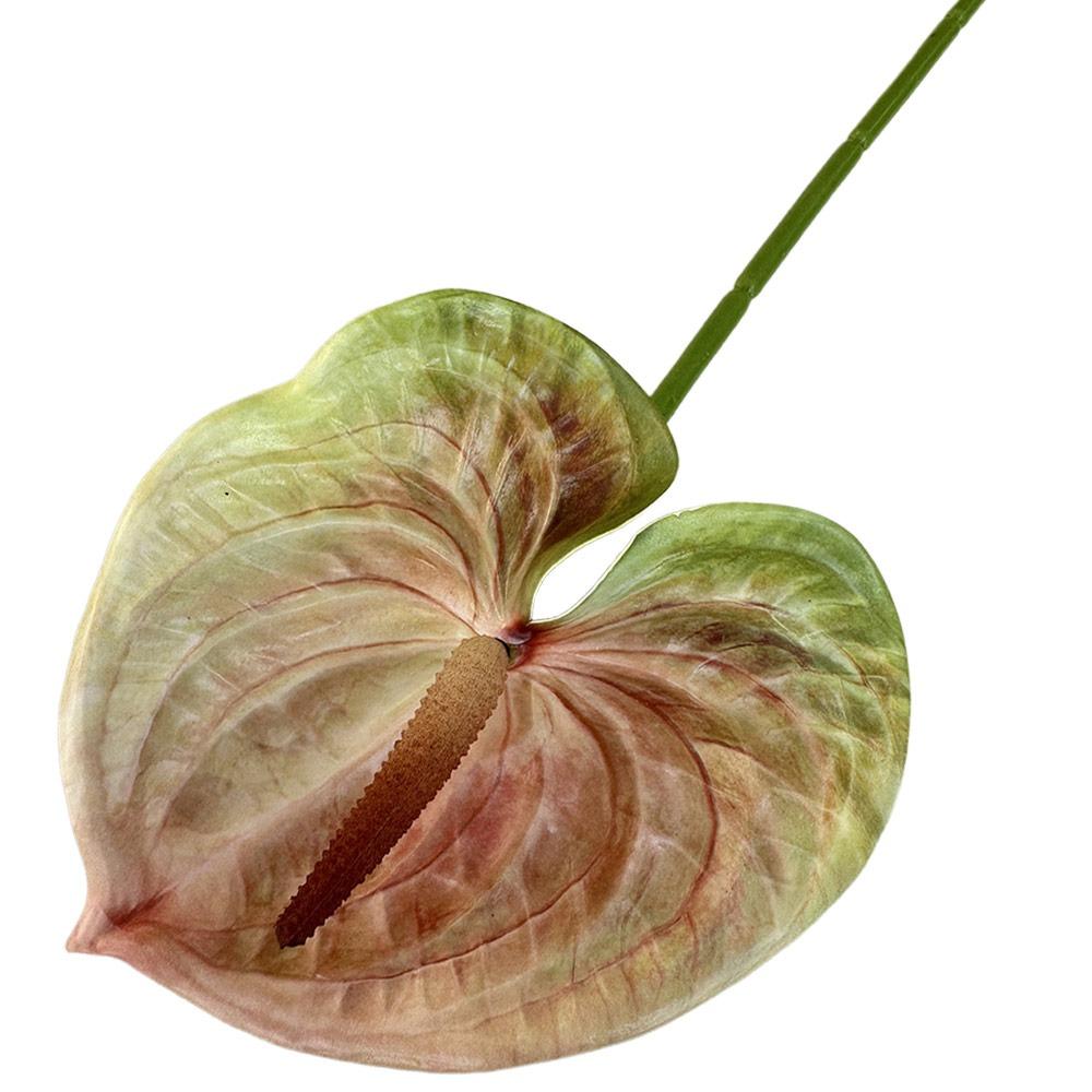 Soft Rubber Artificial Small Anthurium 60cm Simulation Plant Faux Red Palm  Home Decoration