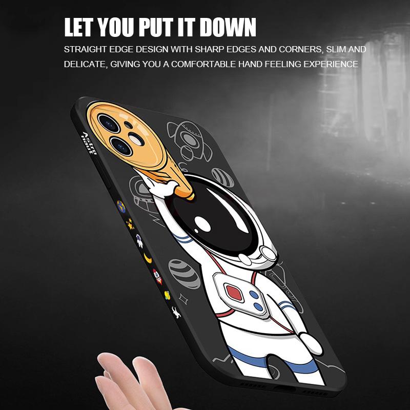 Для iPhone 16 Pro 15 14 Pro Max 13 12 Pro Max 12 11 XR XS 8 7 Astronaut Lanyard силиконовый мягкий чехол