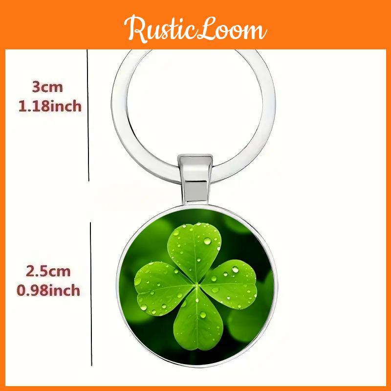 Lucky Four Leaf Clover Pendant Keychain With Zinc Alloy Silver Finish For Gift Giving And Celebration