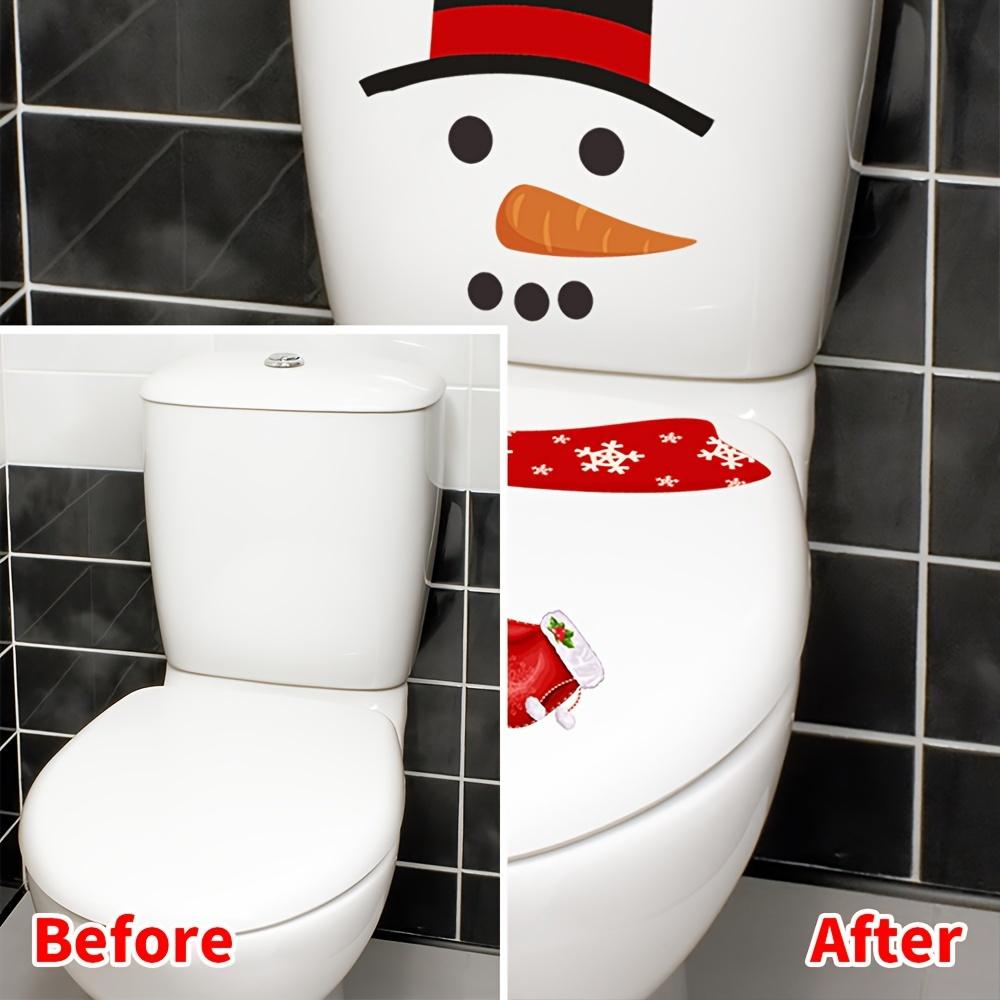 Christmas Snowman Toilet Decoration Stickers with Festive Snowman, Red Scarf & Snowflakes Design, Bathroom Decorations Christmas