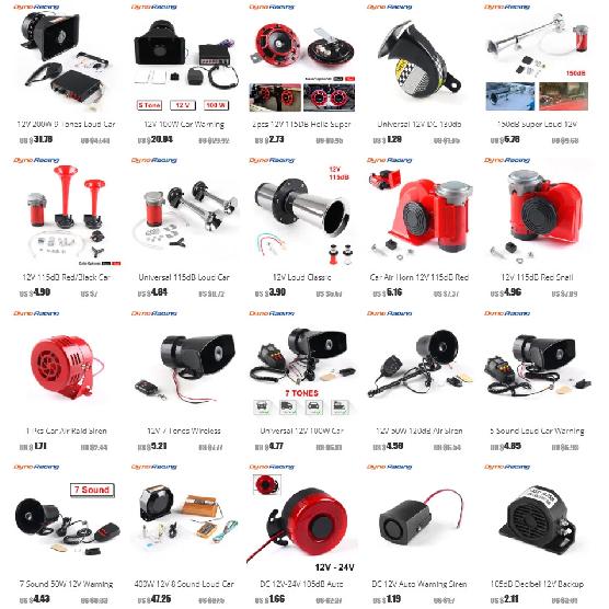 12V 115dB Red Snail Compact Air Horn Air Car Truck Multi-tone & Claxon Horns 450Hz for Cars Vehicles Motorcycle Boat RV