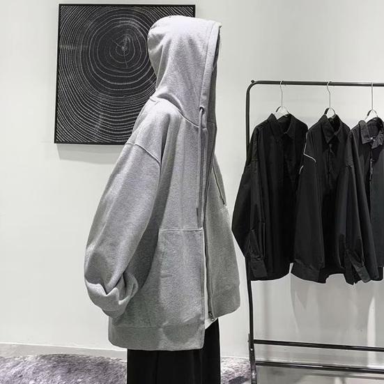 Мужская толстовка с капюшоном на осень-зиму с завязками на молнии с длинными рукавами и карманами, с капюшоном, большие размеры