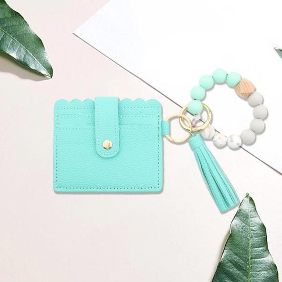 Женский кошелек, держатель для карт, бусины, кисточка, декор, искусственная кожа, фирменная строчка, мраморный брелок с леопардовым принтом, кисточка, карман для карт, кошелек