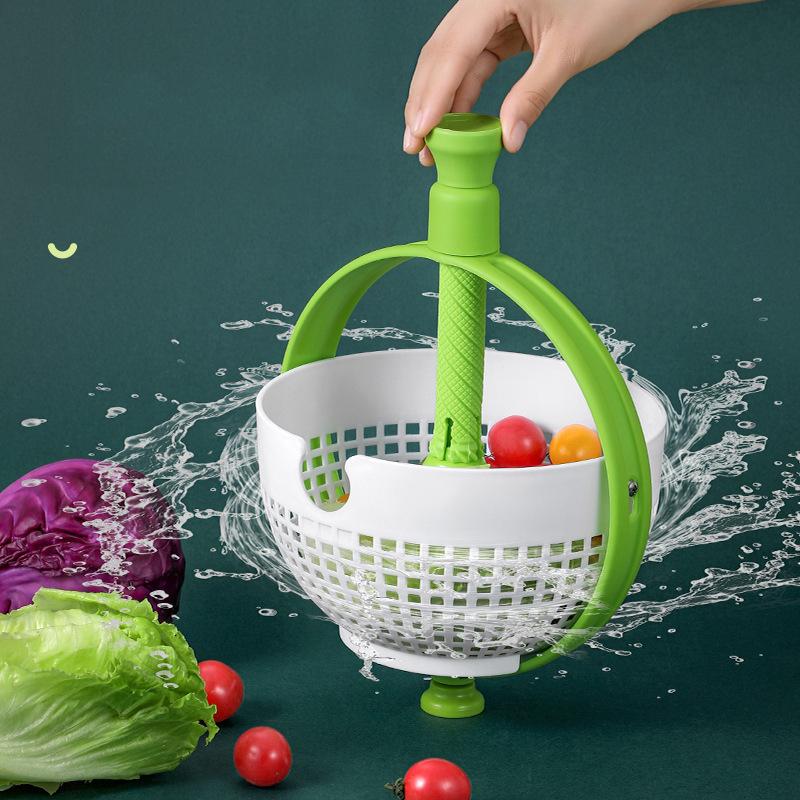 Вращающаяся чаша для мытья овощей и фруктов, многофункциональная пластиковая дренажная корзина, вращающаяся кухонная корзина для сушки