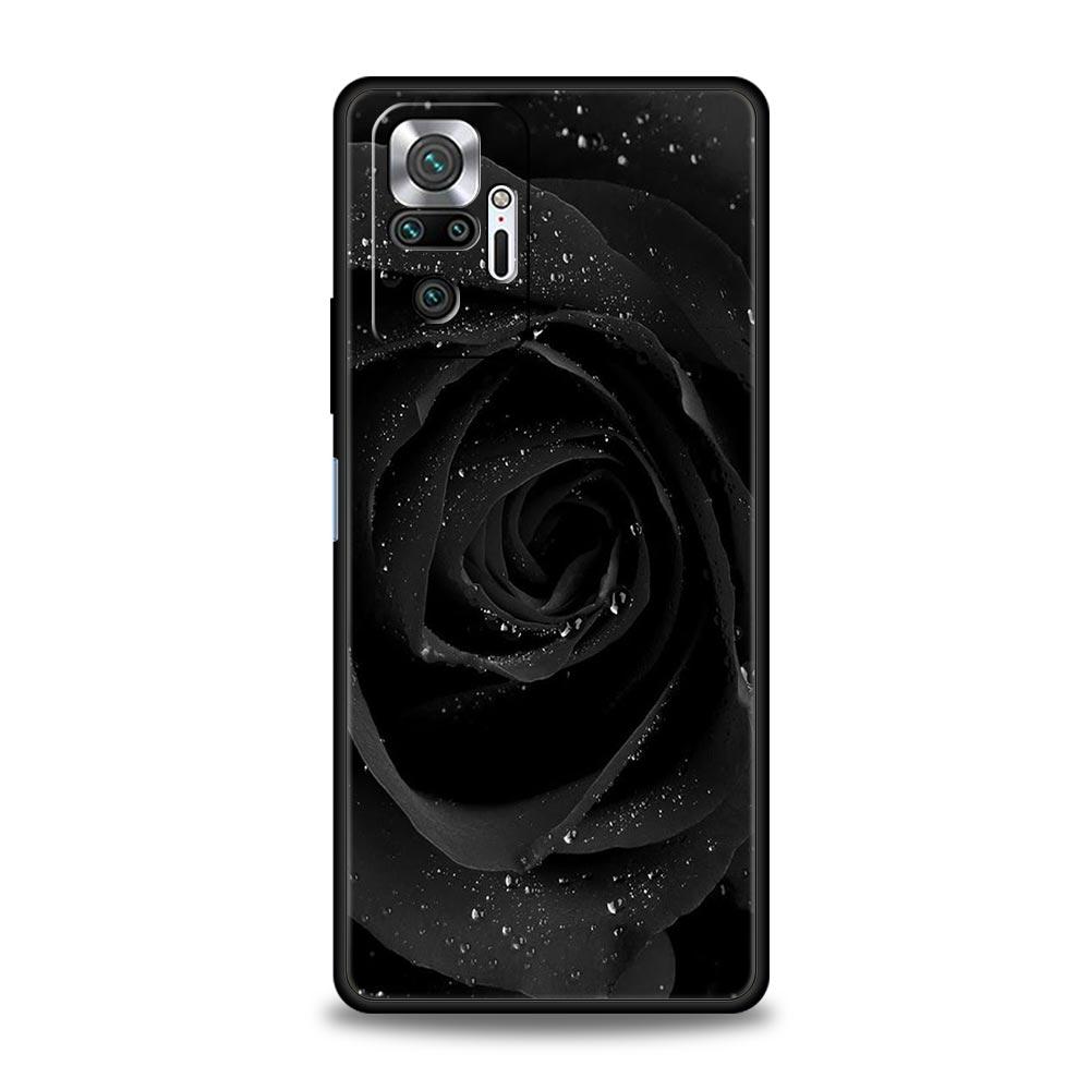 Чехол для телефона Красные Розы Цветы для Xiaomi Redmi Note 14 13 5G 10 11 12 Pro Plus 4G 14C 13C 12C 10C Черный Чехол