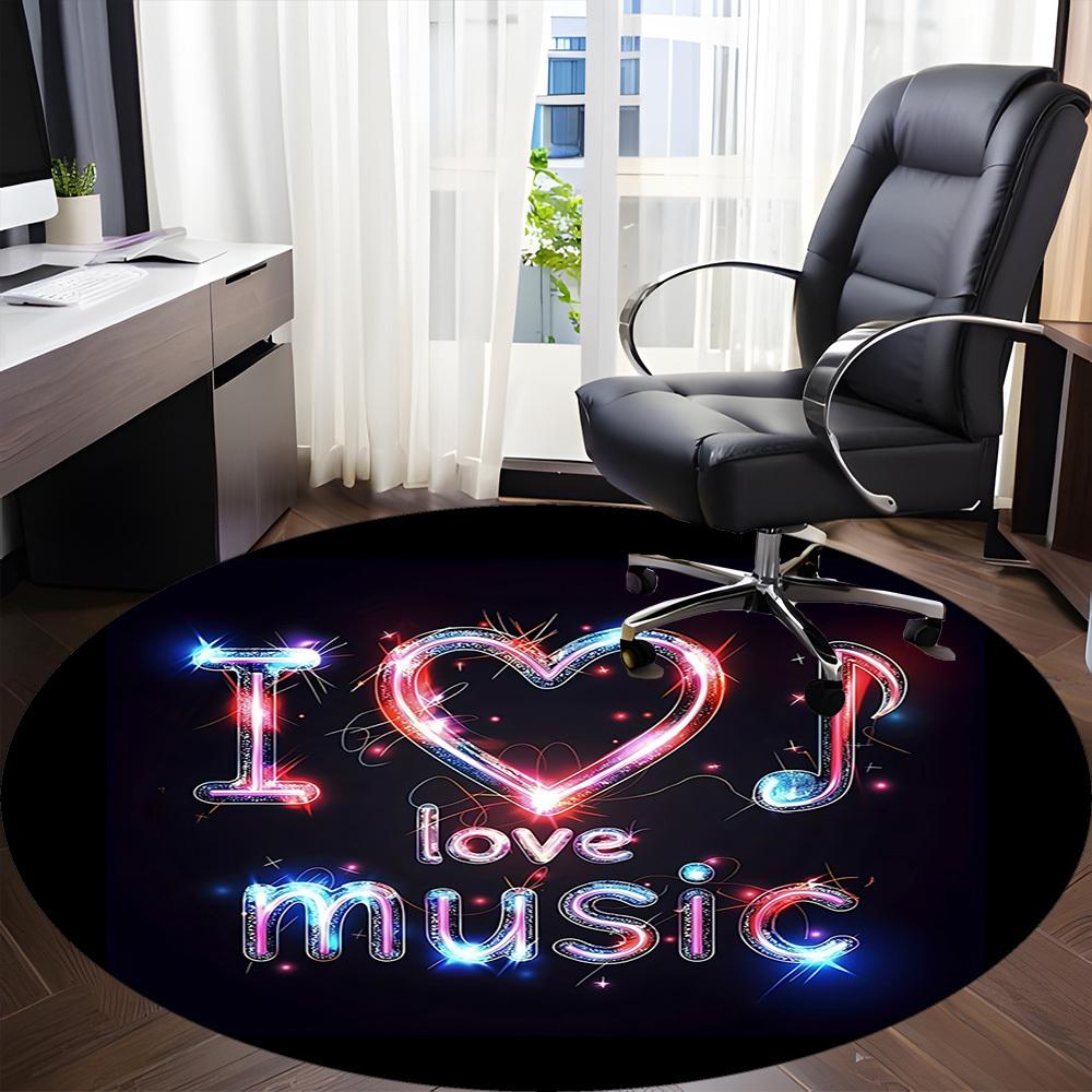 1pc Love Music Heart Chair Carpet for Office, Soft, Non-Slip Polyester Mat, Office, Living Room, Bedroom, Durable Polyester yy251207193
