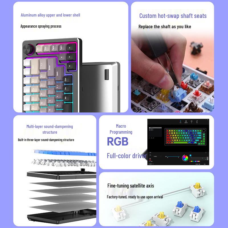 Алюминиевые кейкапы для механической клавиатуры - RGB, с возможностью горячей замены, кастомные металлические для игр и офиса