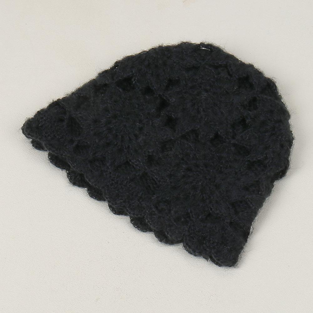 New fashion hook-up temperament versatile casual elegant knitted hat solid color simple casual foreign wind-proof wool hat