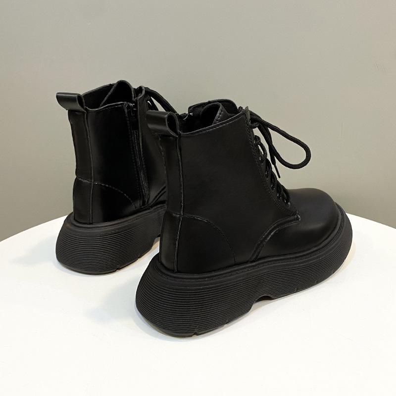 Round-headed Martin Boots Women's 2025 New Foreign-style British-style Short Boots Autumn Women's Shoes Small Thick-soled Women's Outer Wear