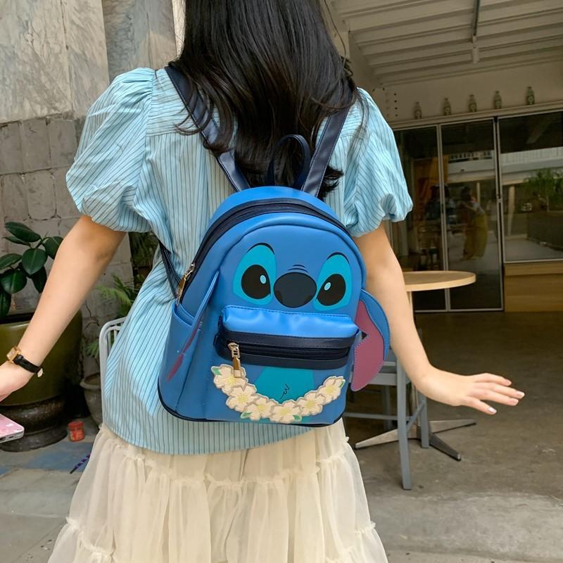 Lilo Stitch Adorable Striped Monster Design Pu Travel Backpack For Girls