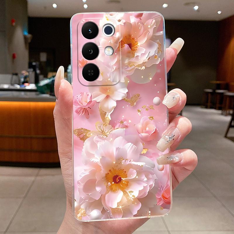 Чехол для Realme C85 Pro 2025 Прозрачный Модный Цветок Бабочка Мягкий ТПУ Силикон Чехол для Телефона для RealmeC85 Pro 4G RMX5555